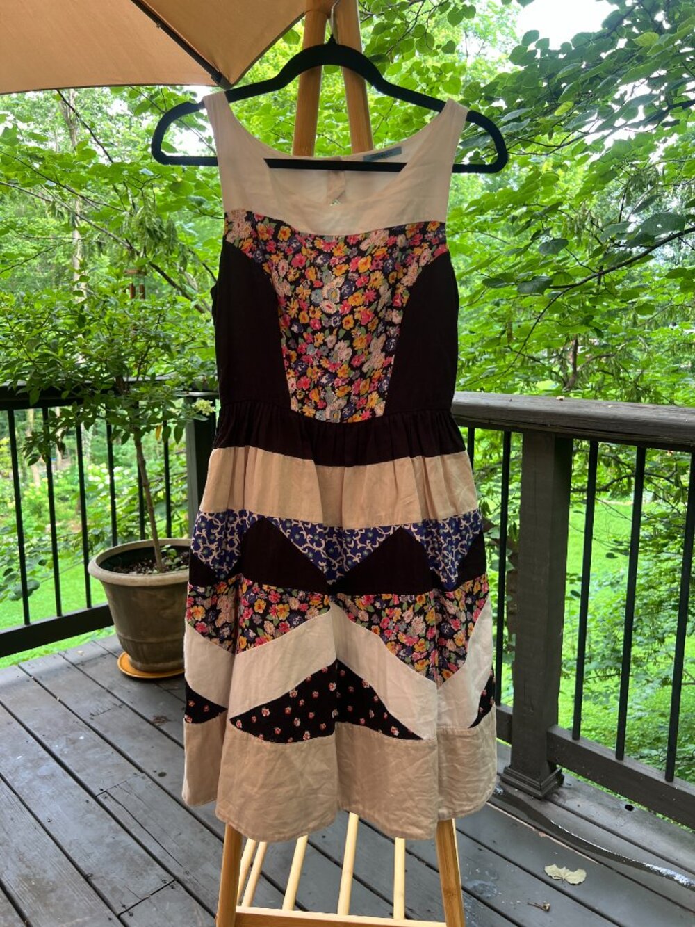 Leifnotes Anthropologie Patchwork Floral Sleeveless Dress | Colorblock Sz 4